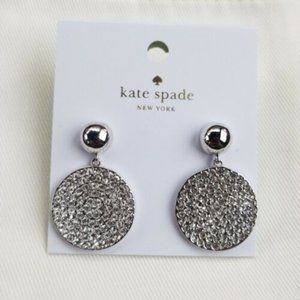 Kate Spade Silver Paved Crystal Disc Drop Earrings